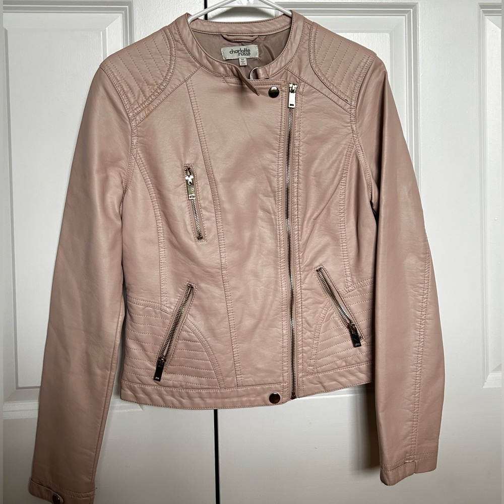 Light pink leather jacket by Charlotte Russe in size medium